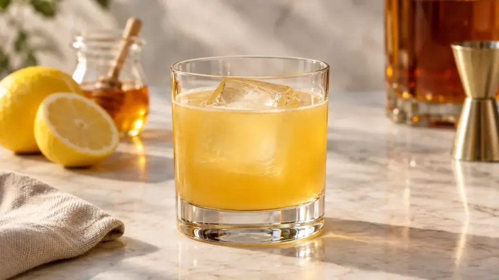 Gold Rush cocktail in rocks glass