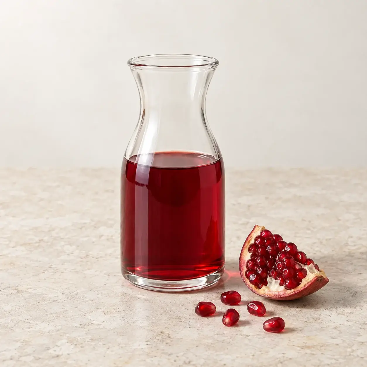 Ruby grenadine with pomegranate seeds and a small wedge
